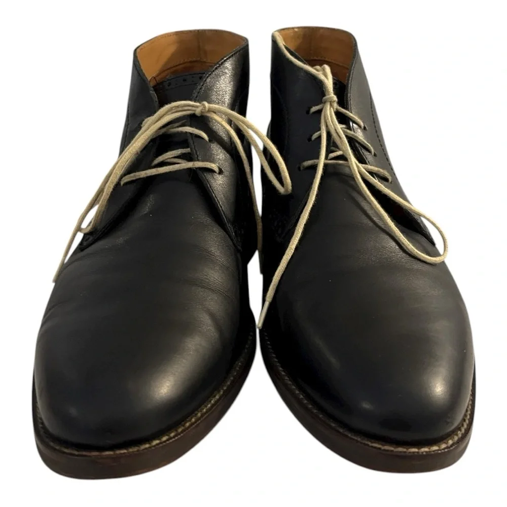 Cole Haan Classy Black Broughed Leather Chukka Ankle Stitched Desert Boots 9.5